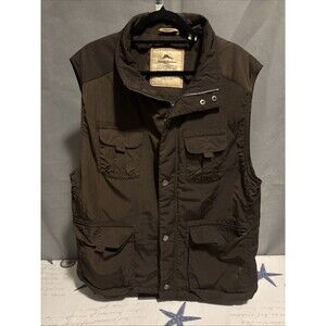 Tommy Bahama Brown Vest Cargo Pockets Sz L Zip & Snaps Outdoor